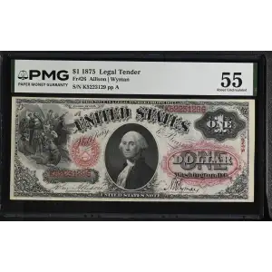 $1 1875 Small Red with rays Legal Tender Issues 26 (2)